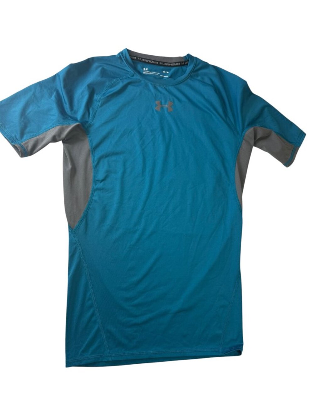 Under Armour Short Sleeve Shirt Teal / Gray Crewneck Size Youth Kid Boy's Medium